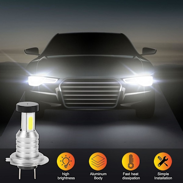 2x H7 LED Forlygte Pære Sæt Høj Lav Stråle 100W 30000LM Super Lys 6000K Hvid