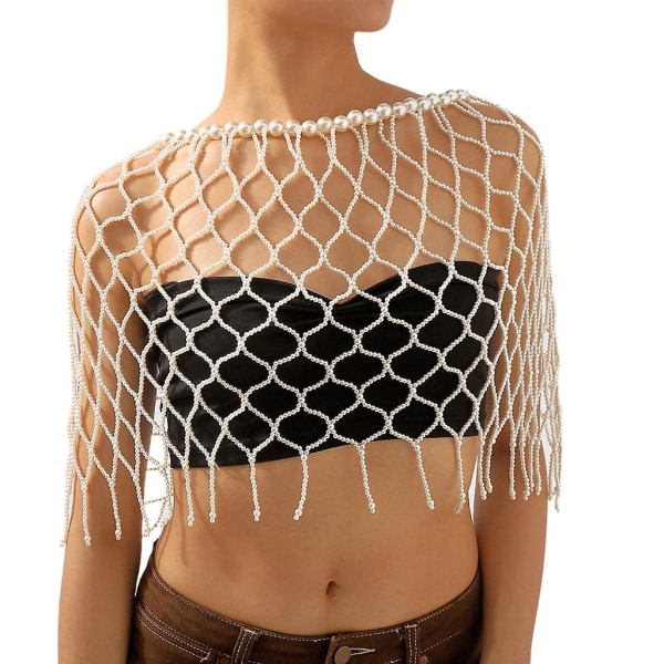Kvinnor Body Chain Aftonklänning Cape Imitation Pearl Sjal Shoulder Wrap Decors