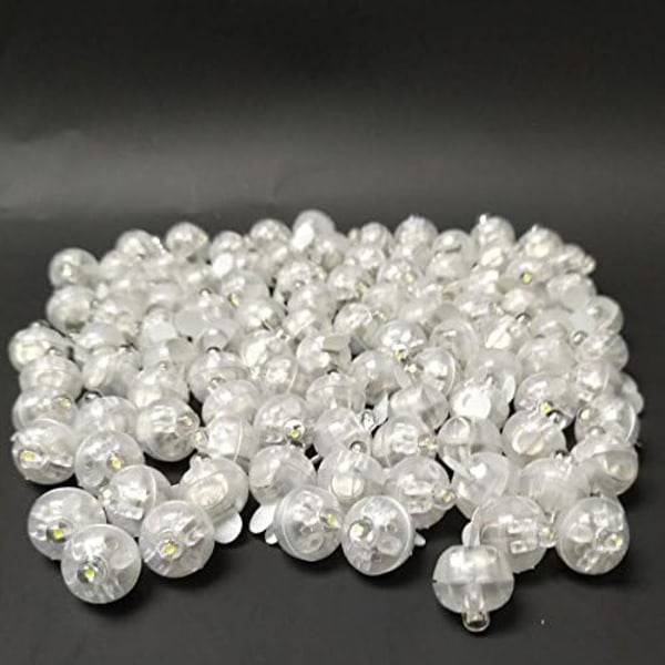100 st LED miniballonglampor, långa standbybolllampor Papperslykta ballongfest bröllopsdekoration (vit)