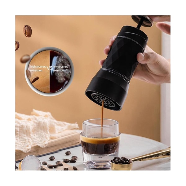 Espresso kaffetrakter Håndpresse Kapsel Kvernet kaffetrakter Bærbar kaffemaskin Passer kaffe Po