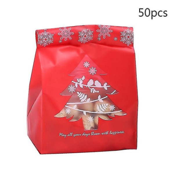 50 kpl Joulumuovinen karkkipussi Lumihiutale Xmas Tree Cookies pakkaussisustus