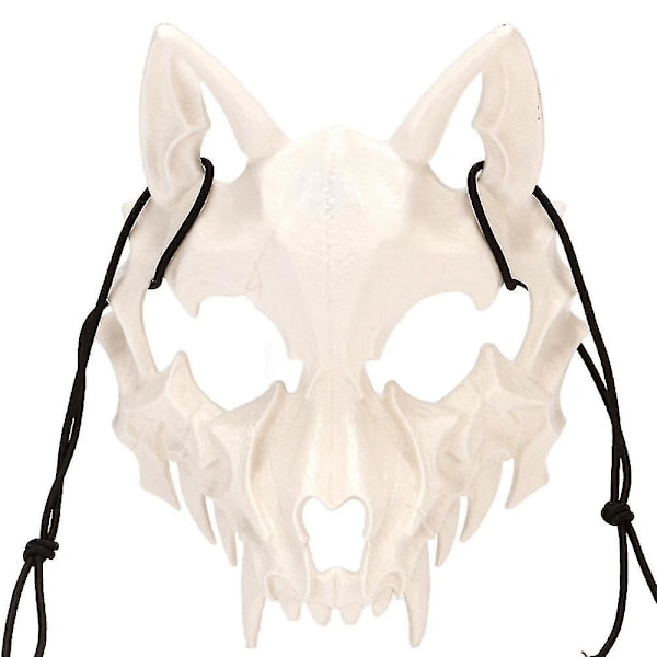 Halloween Uhyggelige Ansigtsmasker Fest Anonyme Grufulde Masker Voksen Ansigtsmasker Cosplay Kranie Skelet Hoved Dekoration Rekvisit Spil Begivenhed Tengu white