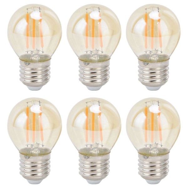 6 kpl Vintage LED-lamppua Kulta Lasinen Himmennettävä G45 E27 4W Filamenttilamput Lämmin Valo 360LM