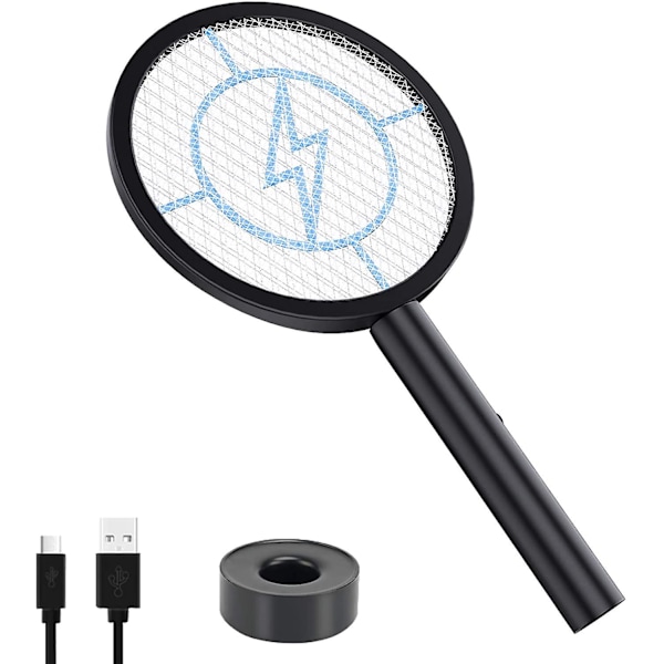 Bug Zapper, Myggdödare, USB Laddningsbar Elektrisk Flugsmällare Racket Zap För Hem, Utomhus, Med 3-lagers Säkerhetsnät