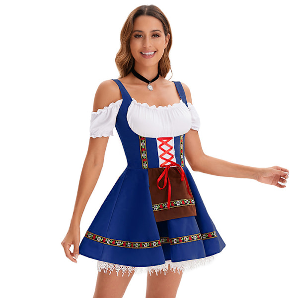 Høj kvalitet traditionel tysk ternet kjole voksen kvinder Oktoberfest kostume Halloween Fancy Party Style 3xl