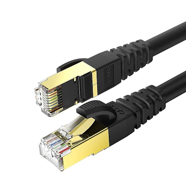 Cat 8 Ethernet-kabel, internetkabel med guldbelagte Rj45-stik 40 Gigabit/s-2000 Mhz Bredbåndsnetværk-2m Sort