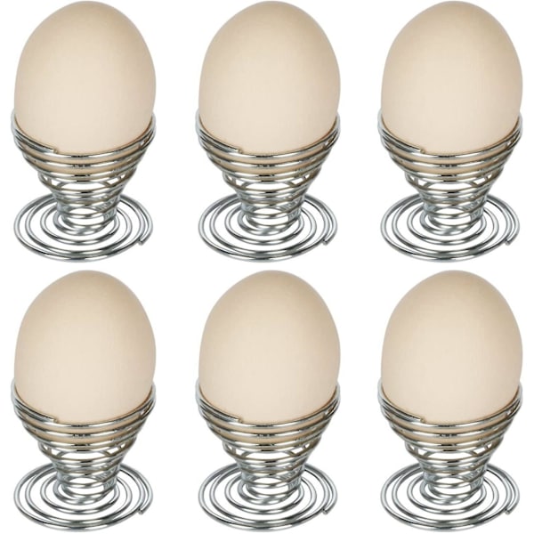 6 stk. Eggkopper i rustfritt ståltrådspiralfjær Egg Holder Sminke Svamp Klær Stativ Egg T