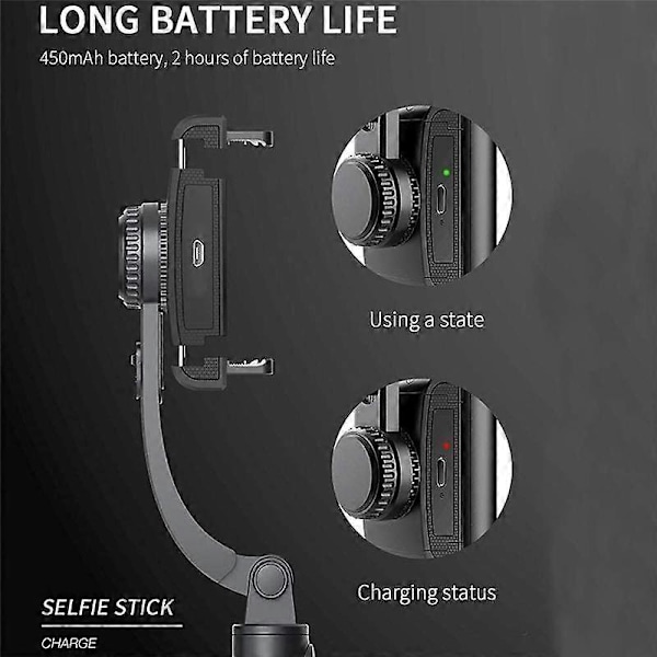 Gimbaali Stabilisaattori Selfie-keppi Taitettava Langaton Jalusta Bluetooth-sulkimella Monopod IOS Androidille