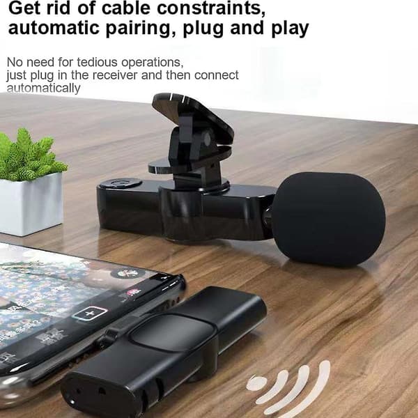 Trådløs Lavalier-mikrofon for Android iPhone Telefon iPad Vlogg Direktesending Mic