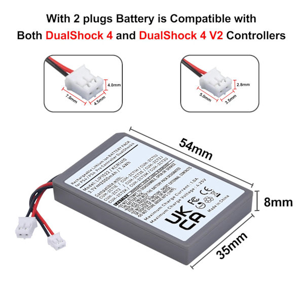 2x 2000mah Lip1522 Batterier til Sony PS4 Dualshock 4 CUH-ZCT1E CUH-ZCT1H CUH-ZCT1U CUH-ZCT2 CUH-ZCT2U Trådløs Controller