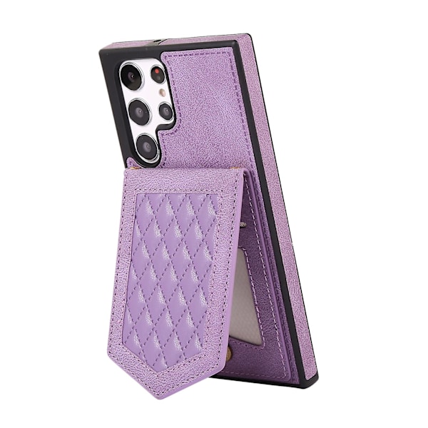 Rhombus pung pung etui kompatibel med Samsung Galaxy S24 Ultra, Pu læder stødsikkert cover med kortholder og crossbody snor