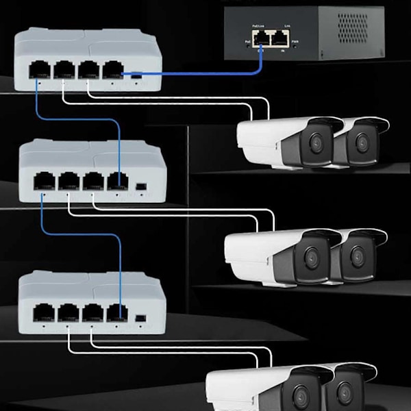 4-portars Gigabit POE-förlängare Nätverksswitch Repeater IEEE802.3af/at PoE-switch js