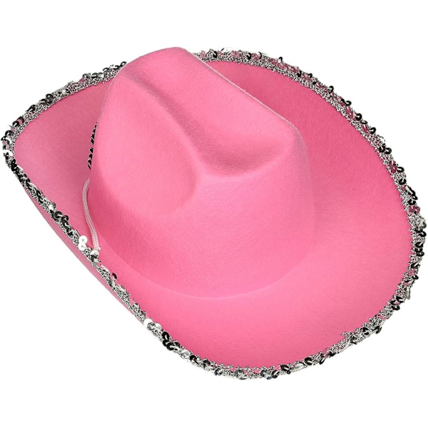 SZTXJ Cowboyhatt för vuxna i rosa med blinkande tiara (1-pack)