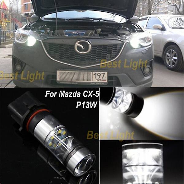 2 kpl Hid Xenon White P13w 6000k LED-polttimot Mazda Cx-5 2013-2014 -päiväajovalot sumuvalot