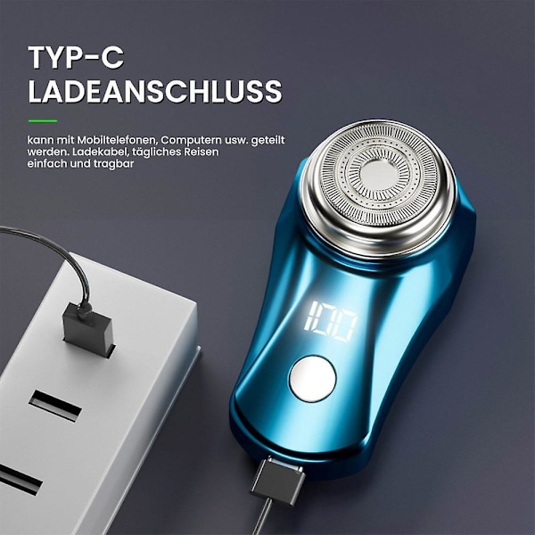 (Blå) Elektrisk Skraber USB Mini Skraber Mænds Elektrisk Skraber