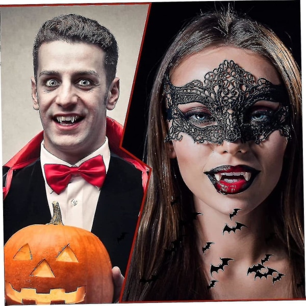 4 delar infällbara vampyrtänder kit Teleskopiska tandtänder Hängslen Falska proteser med halloween festtänder (3 st normala), Halloween-prydnader, hallå