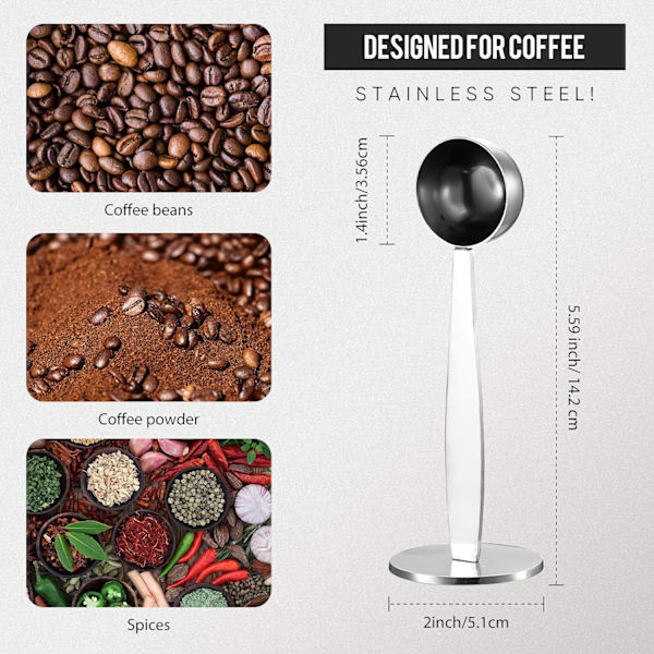 2 Pak Kaffe Skeer Rustfrit Stål Espresso Tamper 51mm 2-i-1 Måling og Espresso Tamper til Kaffe Bønne Presse Kaffe Maling Presse, 15ml