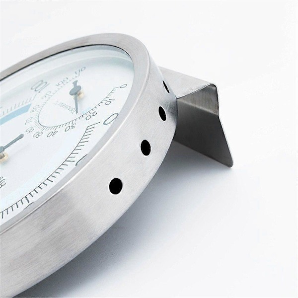 Rustfrit stål rumtermometer og hygrometer analog - Præcis måling - Ø 13cm