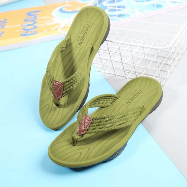 2024 nye stil nøytrale myke bunns flip flops fasjonable yttertøy herre flip flops casual strand sko kvinner green 43