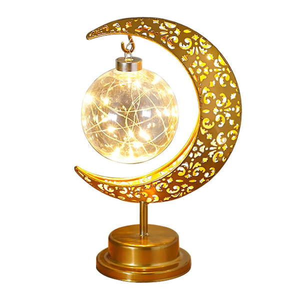 Måneatmosfærelampe Trådløs romantisk dekorasjon Mini Ramadan-lanterner for bord Midtjern muslim