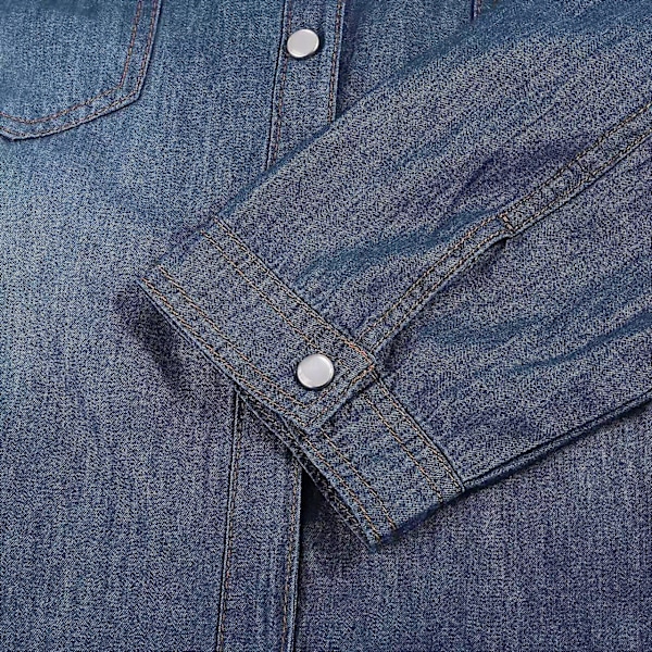 Kvinners Casual 3/4 Ermet Knapp Ned Klippet Jean Topp Knute Bånd Denim Skjorte Jakke