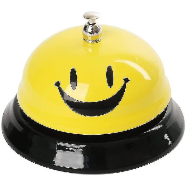 2024 New Table Bell Bord Bell Smiley Call Service Bell Metal Mottagningsklocka med klart ljud för hotellrestaurang Bar 6 X 8,5 cm (gul) -zysd