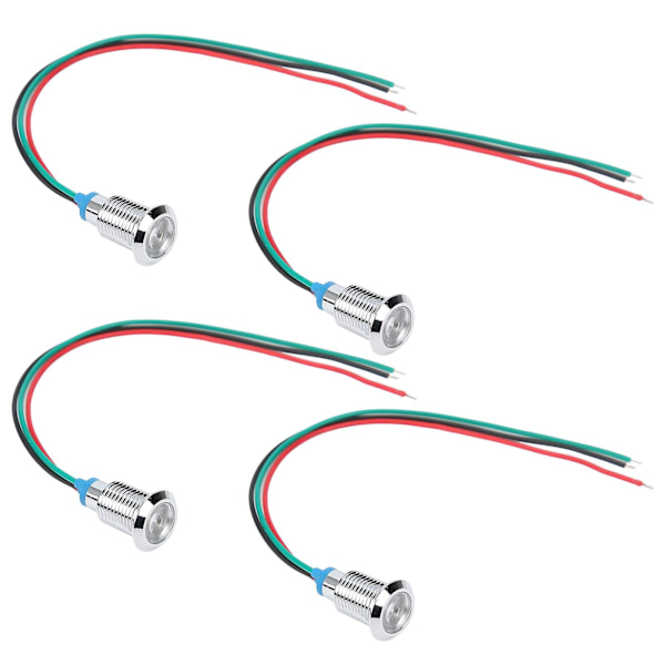 Mini Common Anode 10mm Indikatorlamper 110220V - 2-Farvet Forudtrådet Runde LED'er (Rød og Grøn) Sæt af 4