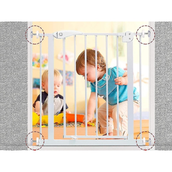 Hvitsett med 4 babyporter som kan klikkes på med M10 gjenget stang - Baby sikkerhetsport tilbehør