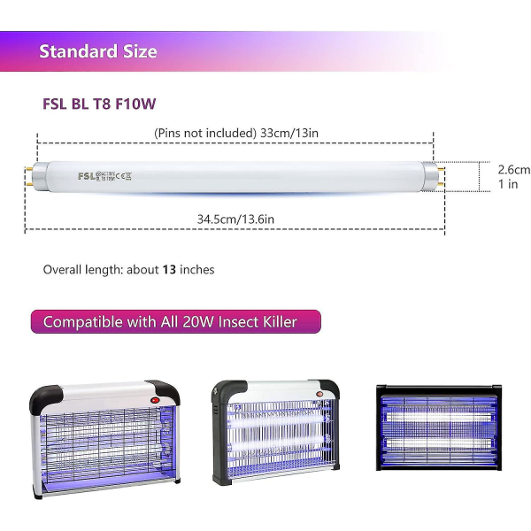 Byte av myggutrotningslampa T8 10w lampbyte - Myggutrotningslampa UV-lamprör (2 st)