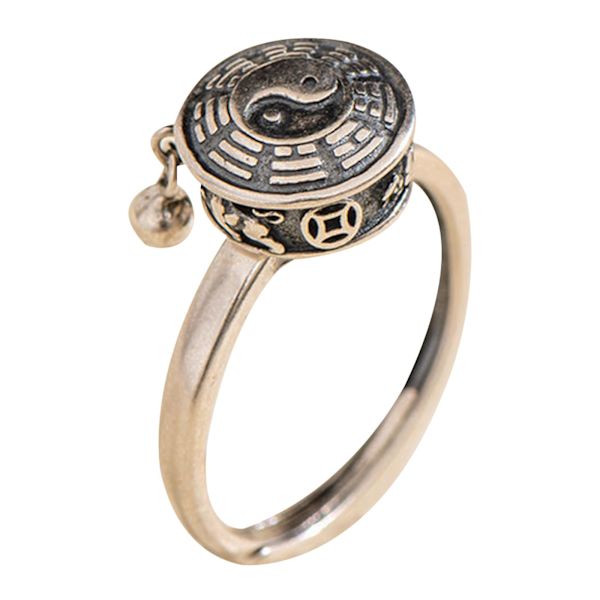 Tibetansk buddhistisk ring Snidad bönecylinder Justerbar ring Kvinnlig buddhist