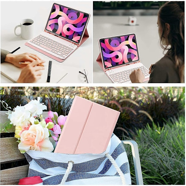 PIAO iPad 9.7 Tastaturveske med Mus & Bakgrunnsbelysning & Blyant Holder, Slank Magnetisk Avtakbar Trådløs Tastatur for iPad 2018 (6. Gen) - iPad 2017 (5.