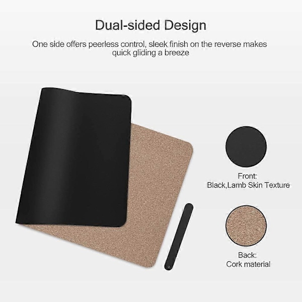 PIAO Bordsskydd Skrivbordsunderlägg Kork 80x40cm Miljövänlig Naturkork och PU-Läder Dubbelsidig Vattentät Dubbelsidig Användbar Multifunktionell
