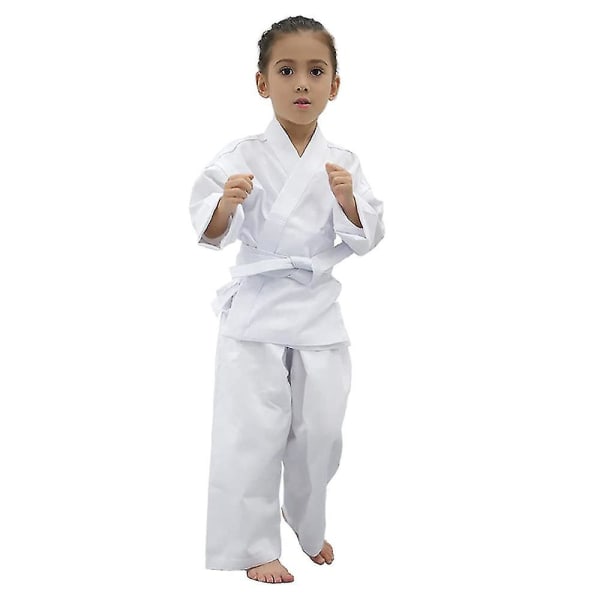 Karate uniform med gratis bælte, hvid karate gi til børn og voksen størrelse