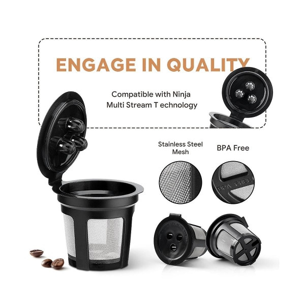 Genanvendeligt kaffefilter til Ninja Cfp201 Cfp301 Brew Pro Machine Brewing Coffee Machine K-cups Filte