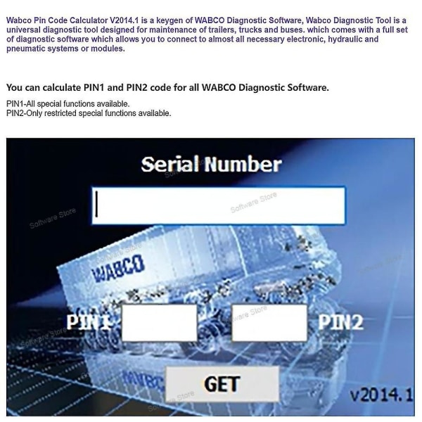 Diagnostisk programvara Keygen för Trailer Truck Bus Wabco Pin Code Calculator V2014.1 Arbeta med Wabco H