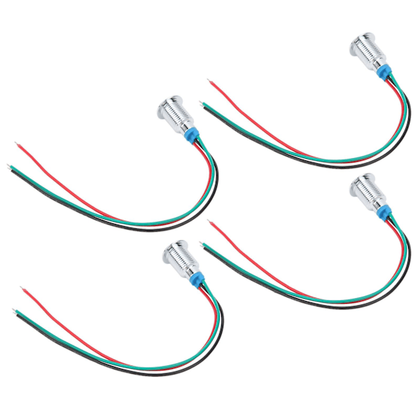 Mini Common Anode 10mm Indikatorlamper 110220V - 2-Farvet Forudtrådet Runde LED'er (Rød og Grøn) Sæt af 4