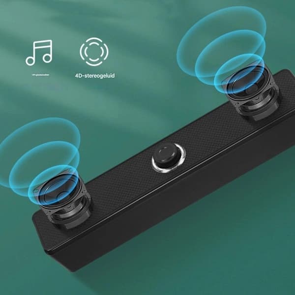 Høyttaler - USB Soundbar - Kablet Kontroll - For Datamaskin - Stereolyd - For Arbeid og Lek - Ingen Bluetooth - Svart - Lang Format - 1 Stykke