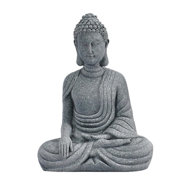 1kpl Hiekkakivi Buddha-patsas Zen-hahmo, askartelu kodin koristelu (harmaa)