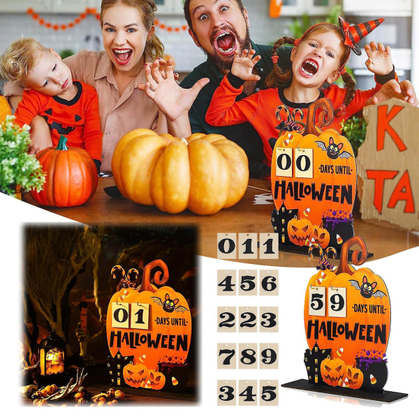 Halloween Adventskalender Halloween Tretellende Kalender Trebordblokker Kalender Til Halloween For Barn Hjem Klasserom Håndlaget Borddekorasjon