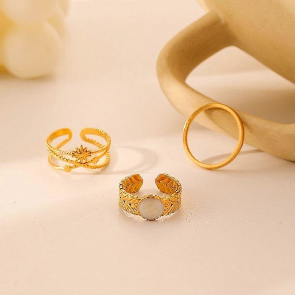 3 st Stilrena ringar Damaccessoarer Unik design Justerbar Elegant mode Smycken Presentidéer