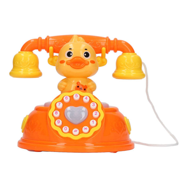 Duck Shape Telefonleksak Simulerad Retro sladdad fast telefonleksak med lätt musik för rollspel