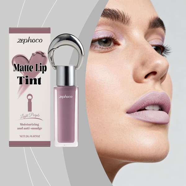 2g/boks Zephoco Lys Lilla Matt Silkeaktig Lipgloss, Luftig Matt Leppestift, Lett og Langvarig Lipgloss