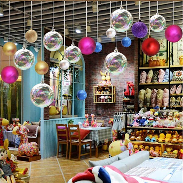 Juldekoration Färgglad Högtransparent Boll PET Plast Färgglad Boll Födelsedagsfest Julgran Hängande Dekorationer