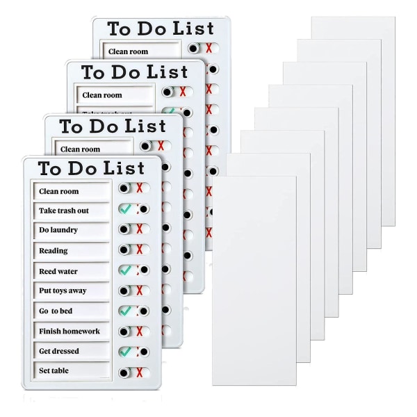 4 stk To Do List Memo Board Aftageligt opslagstavle Plastic Rv Checkliste Personal Schedule Board Wi