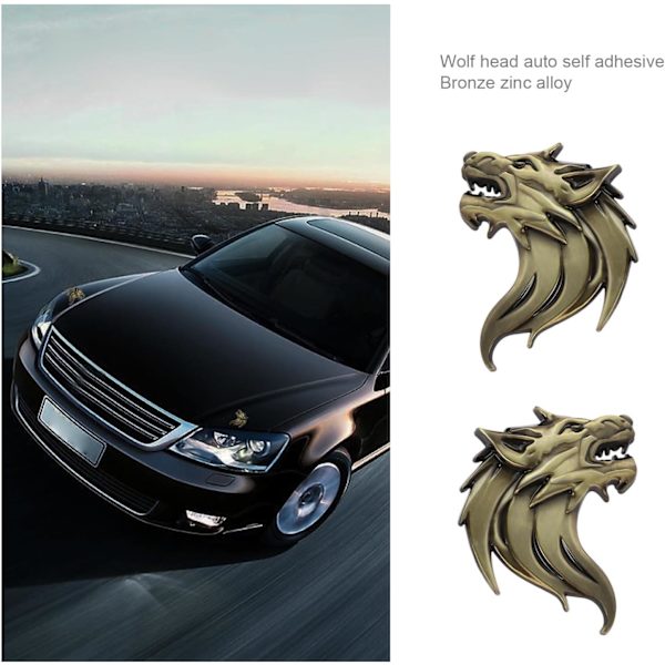 Et par 3D metall ulvehode bilklistremerker ulvehode klistremerker emblem merke reflekterende motorsykkel auto dekorasjonsklistremerker