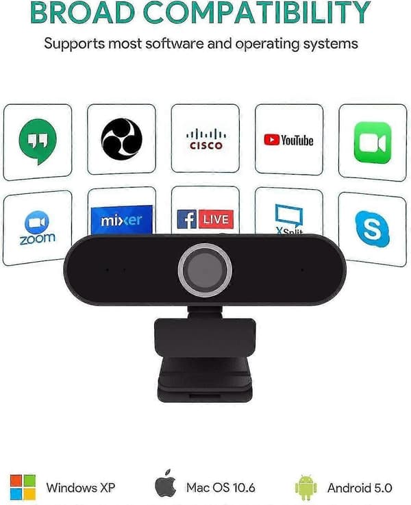 1080p 8mp webcam med mikrofon til stationær eller bærbar, streaming webcam til computer webcam 1080p