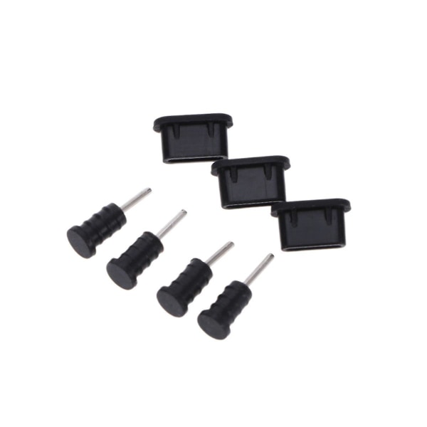 10 par USB Type C anti-støvbeskyttelsesdeksel Silikonportpluggdeksel (svart)