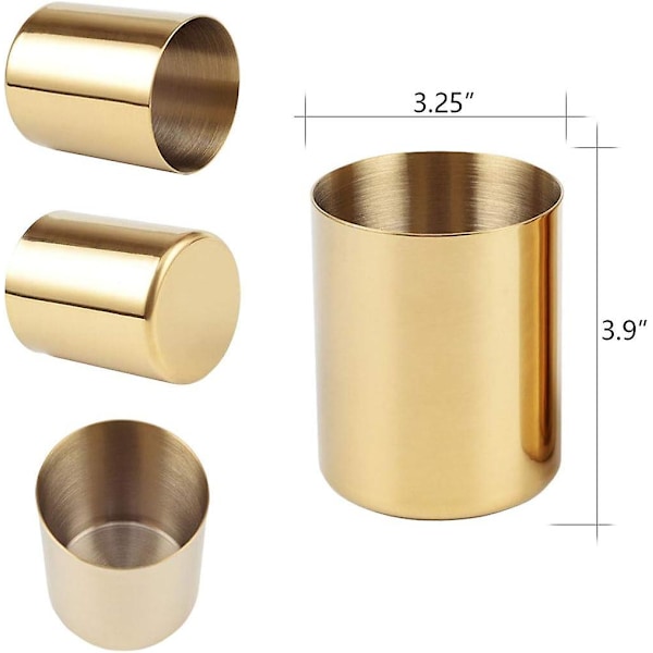 - Blyantkopholder Skrivebordsarrangør, Guld Pen Pot Penholder Beholder Skrivebordspapirvarerarrangør Bordholder, rustfrit stål, guld