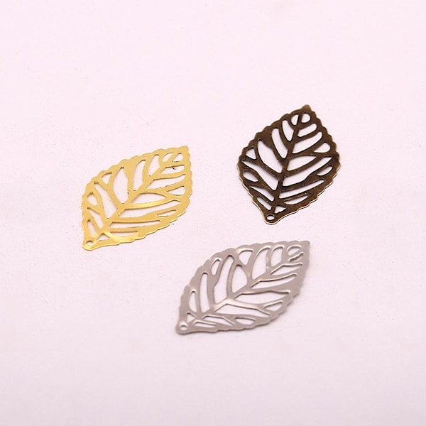 100 stk/pakke Openwork Leaf Metal Flower Frame Pendant Charm Diy Uv Resin Necklac