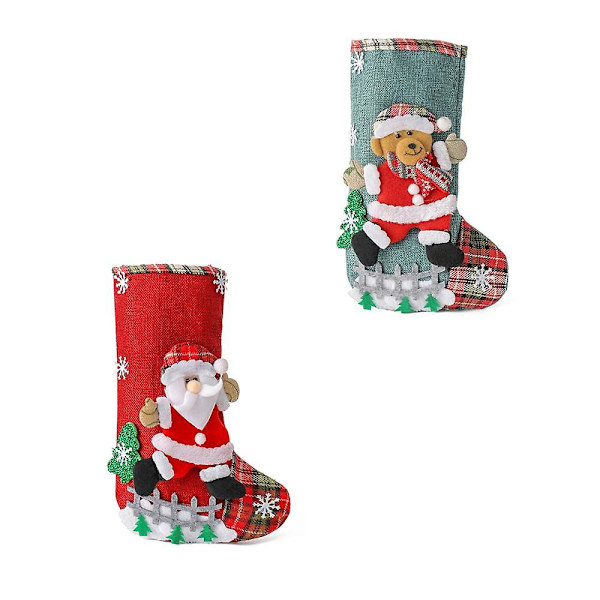 2 stora julstrumpor julklappspåse julgran godispåse hängande dekoration C